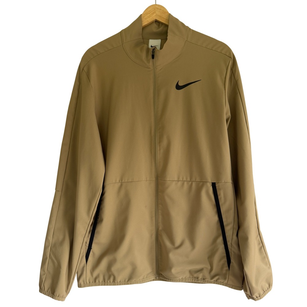 Nike Dri-FIT Mens Full Zip Training Jacket Khaki Tan CU4953-247 Size M